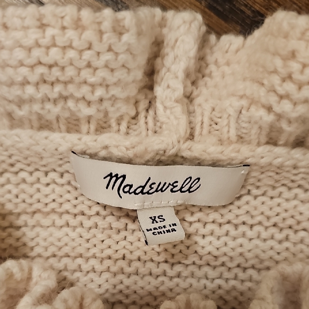 Madewell Cream Ruffle Neck Ruffle Sleeve Sweater - Picture 2 of 9